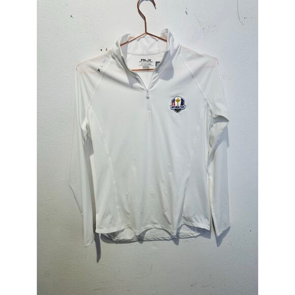 RALPH LAUREN White Quarter Zip Ryder Cup 2023 Logo Pullover Jacket size Small - Picture 2 of 10